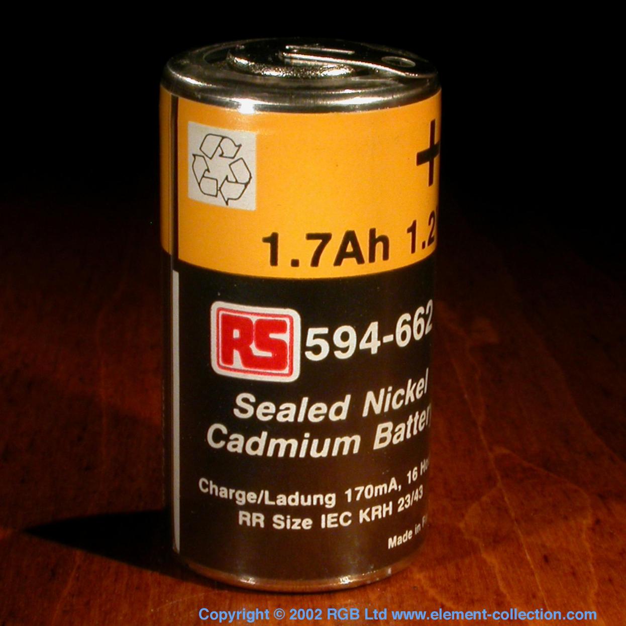 Cadmium Nickel-Cadmium (NiCad) rechargeable battery