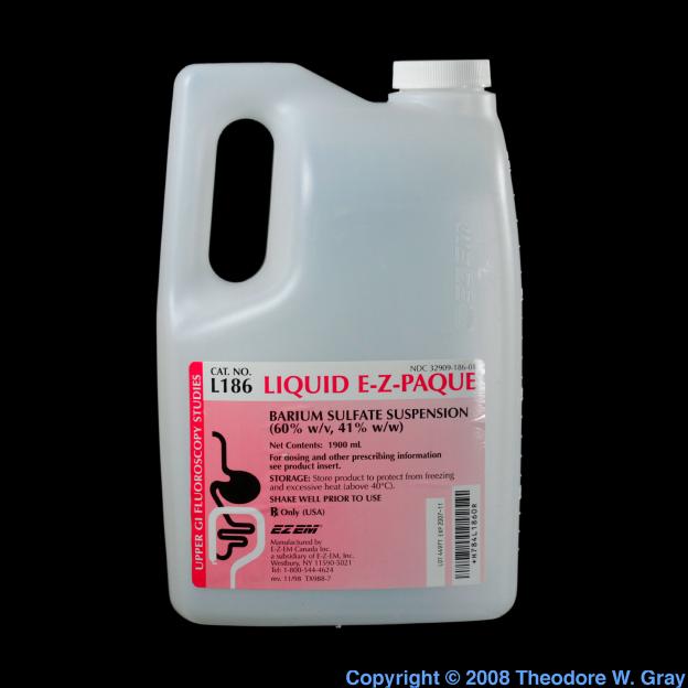 Barium Jug of E-Z-Paque barium sulfate